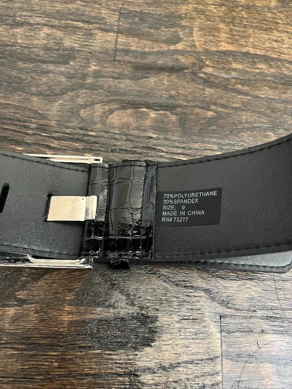 Black Croc Embossed Glossy Waist Belt XS